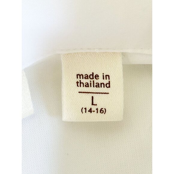 Coldwater Creek Long Sleeve Collared Button Cotton Blouse in White - Sz L - Picture 4 of 6